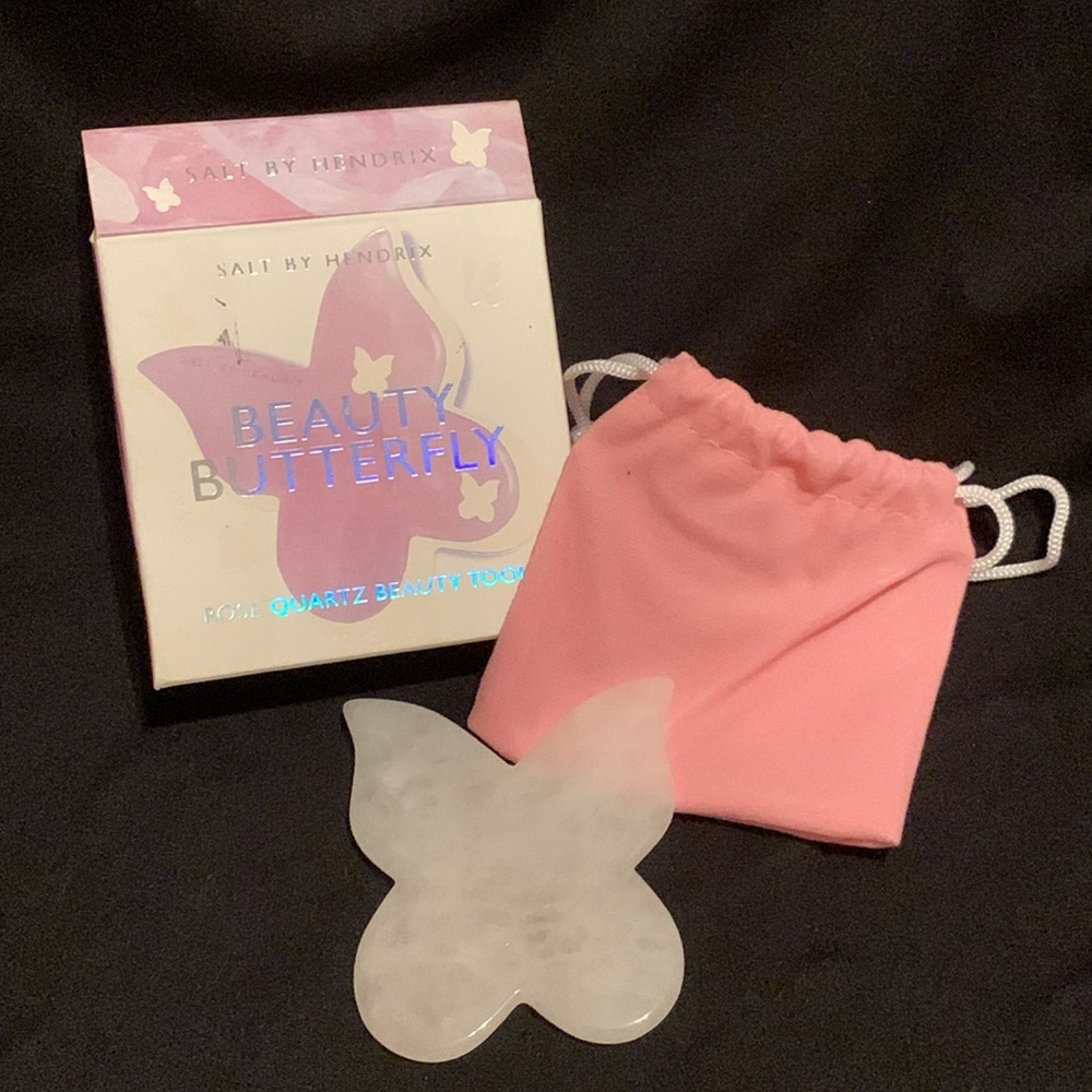 Salt by Hendrix Luxury Rose Quartz Butterfly Beauty Tool Gia Sha NWT